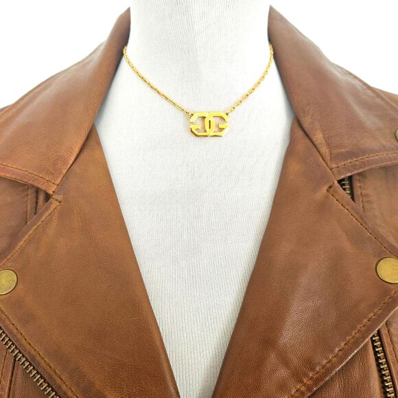 Vintage 1977 GIVENCHY GG Gold Choker Necklace